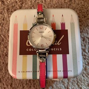 Fossil Watch with Pink Leather accent